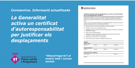 La Generalitat activa un certificat d'autoresponsabilitat