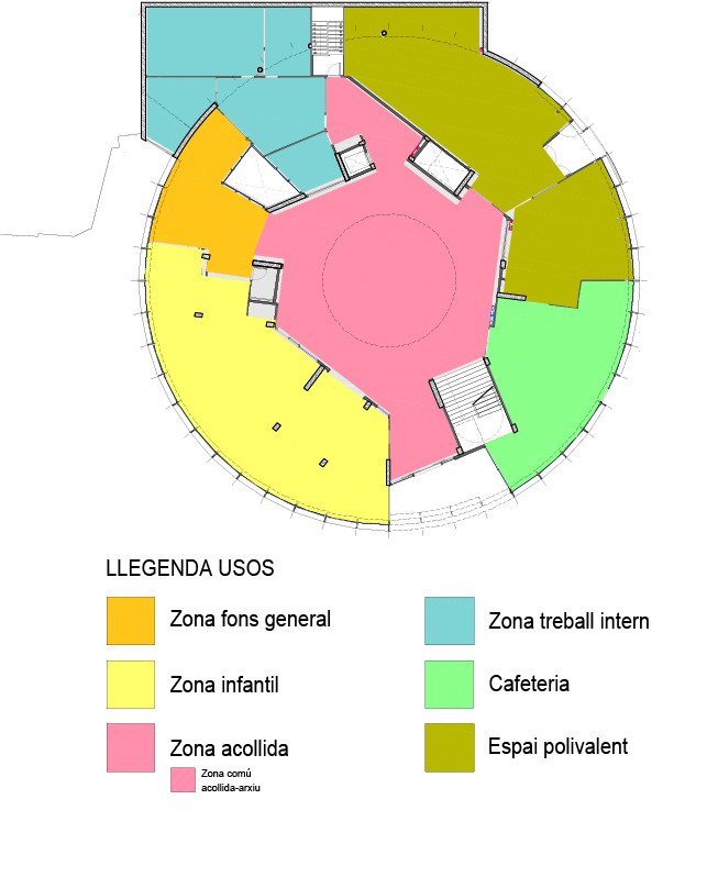 Mapa distribució espais planta baixa biblioteca municipal l'Alzina