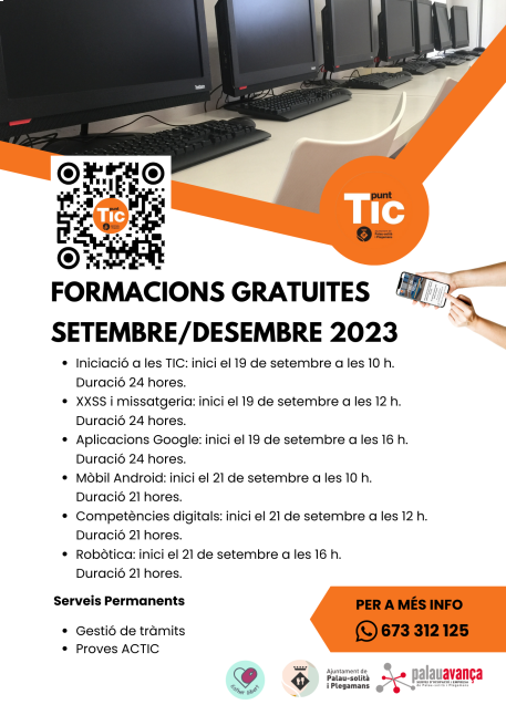 Formacions Punt Tic Setembre-Desembre 2023